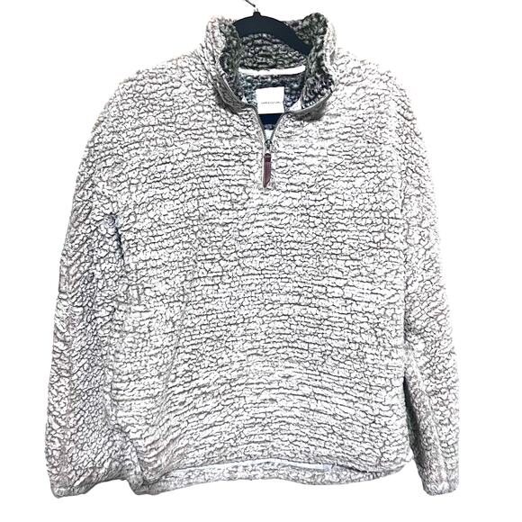 Thread & Supply Lazy Sunday Sherpa Pullover furry oversize 1/4 zip Sweater sz M - Picture 1 of 6